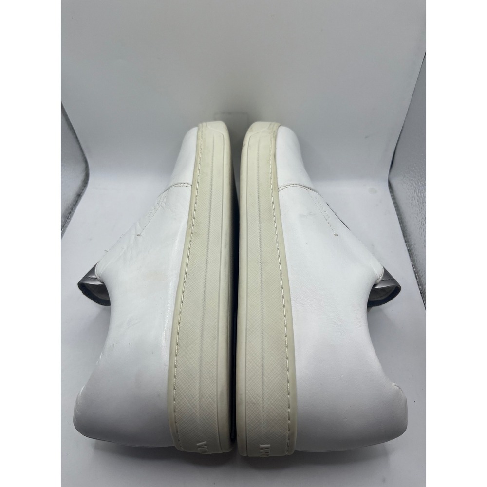 Prada White Leather Silver Detail Slip On Sneakers Women's Size 37.5‎ - Picture 5 of 8